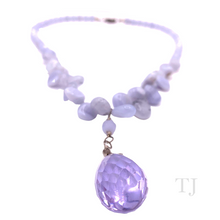 将图片加载到图库查看器，Blue Lace Agate Necklace with Swarovski Pendant in silver
