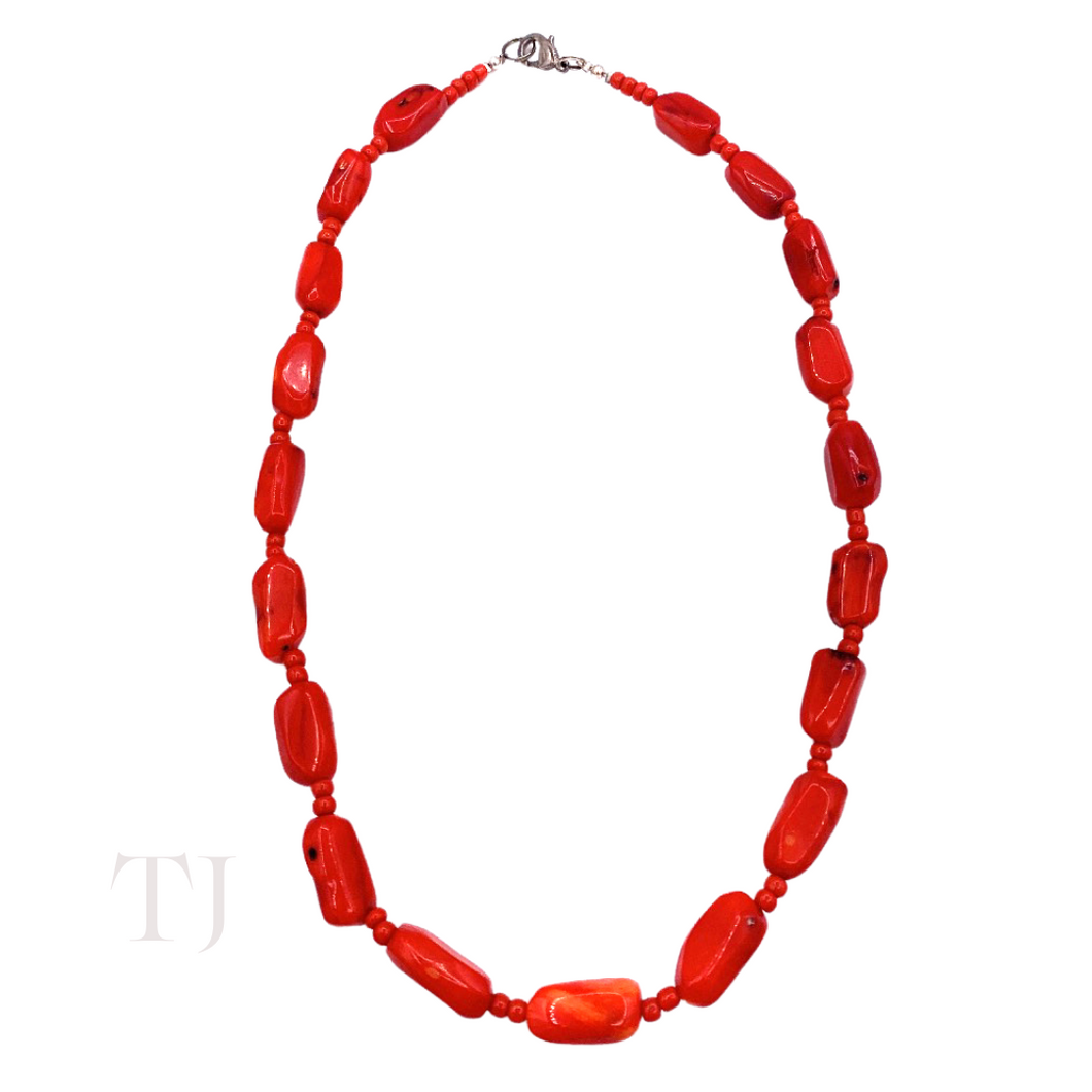 Red Coral Stick Stone Necklace