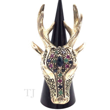 Cargar imagen en el visor de la galería, Multi Gemstones Ring in Deer Shape Sterling Silver
