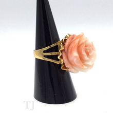 Load image into Gallery viewer, Italian Angel Skin Coral Rose Ring in 14k Gold
