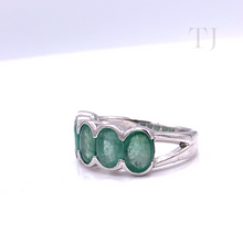 Load image into Gallery viewer, Emerald Five Oval Ring in Sterling Silver
