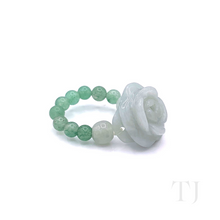 Load image into Gallery viewer, Burmese Jade Rose curved with beads ring
