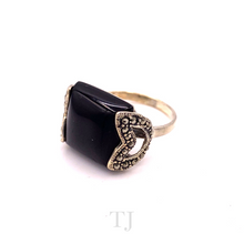 Load image into Gallery viewer, Black Onyx Square Shape Ring in Sterling Silver
