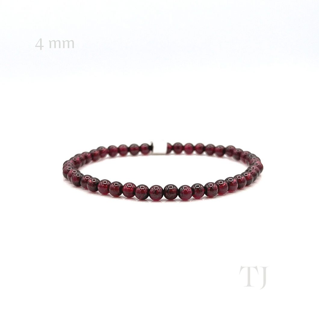 4 mm bead sized Garnet A quality bracelet