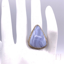 Load image into Gallery viewer, Blue lace agate Triangle Shape Ring in Sterling Silver
