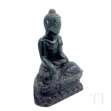 Load image into Gallery viewer, Natural Burmese Dark Green Jade Buddha Statue
