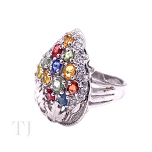 Cargar imagen en el visor de la galería, Multi Gemstones Tear Drop Shape Ring in Sterling Silver
