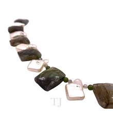 Load image into Gallery viewer, Labradorite Flat &amp; Square Pearl Necklace
