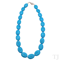 Load image into Gallery viewer, Blue Turquoise Oval Stone Necklace with lobster clasp
