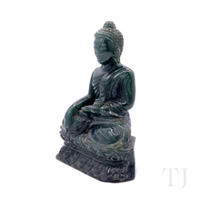 Cargar imagen en el visor de la galería, Natural Burmese Dark Green Jade Buddha Statue
