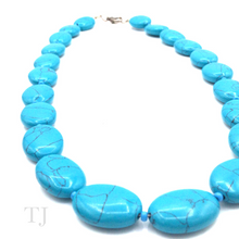 Load image into Gallery viewer, Blue Turquoise Oval Stone Necklace with lobster clasp
