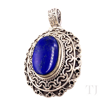 Load image into Gallery viewer, Lapis Lazuli Oval Antique Designed Pendant in Sterling Silver
