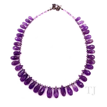 将图片加载到图库查看器，Amethyst Tear Drop Faceted Bead necklace 
