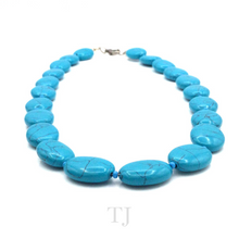 Load image into Gallery viewer, Blue Turquoise Oval Stone Necklace with lobster clasp
