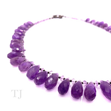 将图片加载到图库查看器，Side view of Amethyst Tear Drop Faceted Bead necklace
