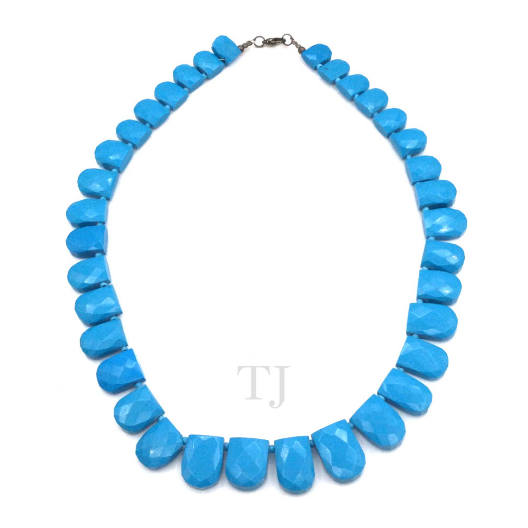 Blue Turquoise Flat Tube Necklace