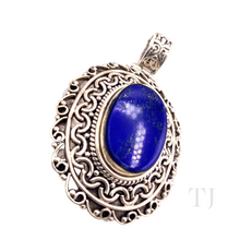 Load image into Gallery viewer, Lapis Lazuli Oval Antique Designed Pendant in Sterling Silver
