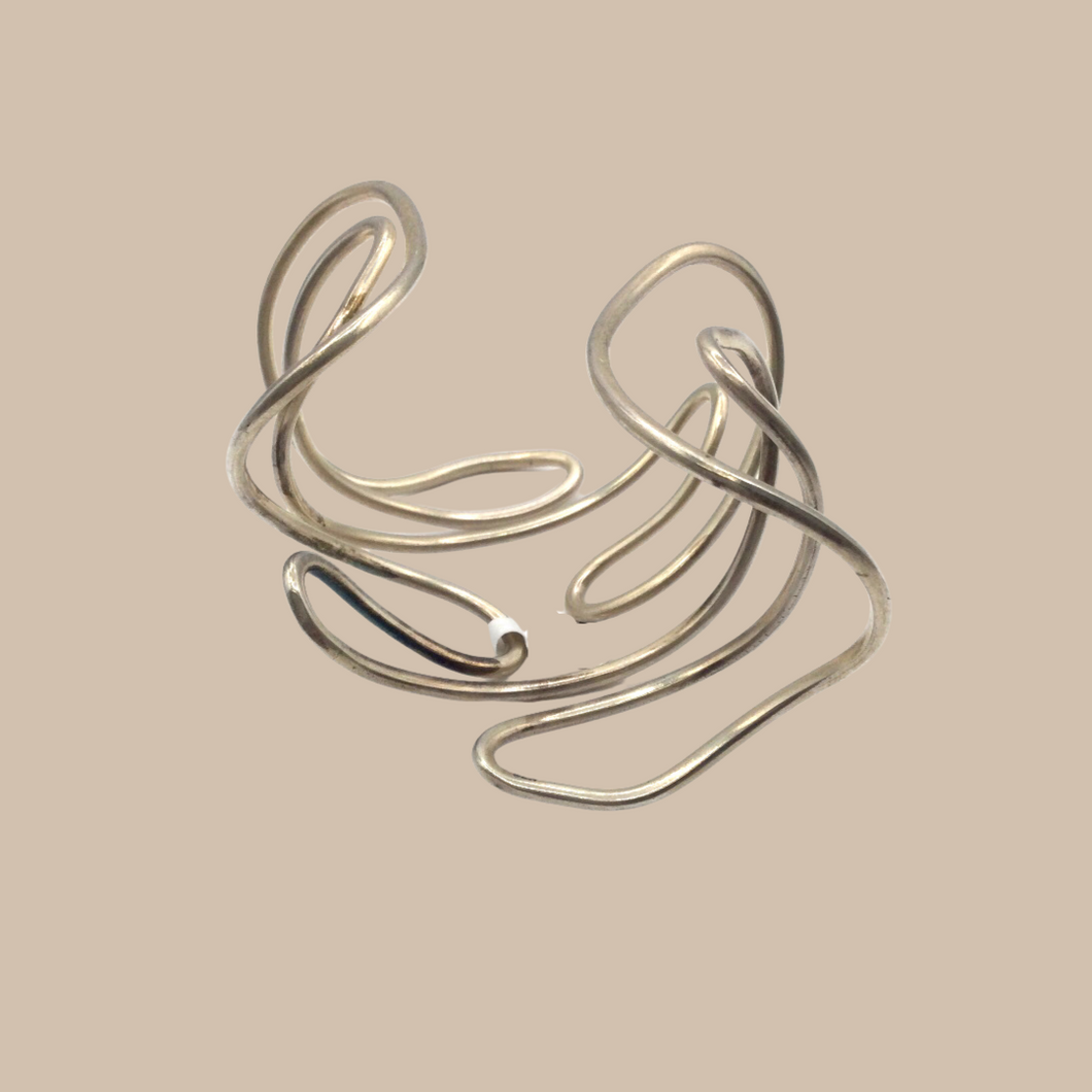 Sterling silver bracelet wavy shape vintage style