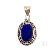 Load image into Gallery viewer, Lapis Lazuli Oval Shape in Antique Designed Sterling Silver Pendant
