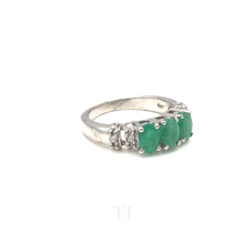 Load image into Gallery viewer, Emerald with Diamonique Ring in Sterling Silver
