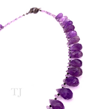 将图片加载到图库查看器，side view of Amethyst tear drop faceted necklace
