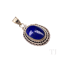 Загрузить изображение в средство просмотра галереи, Lapis Lazuli Oval Shape in Antique Designed Sterling Silver Pendant
