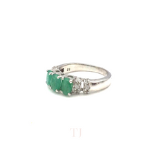 Load image into Gallery viewer, Emerald with Diamonique Ring in Sterling Silver
