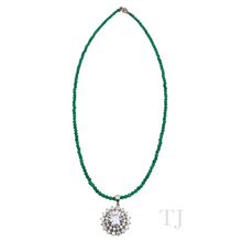 Cargar imagen en el visor de la galería, Green Onyx Necklace with Diamonique Pendant in Sterling Silver
