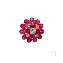 Load image into Gallery viewer, Ruby in Flower Shape Sterling Silver Ring (Gold Coated)
