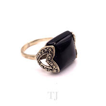 Load image into Gallery viewer, Black Onyx Square Shape Ring in Sterling Silver
