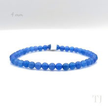 将图片加载到图库查看器，Blue Calcedony 4 mm bead bracelet with elastic string
