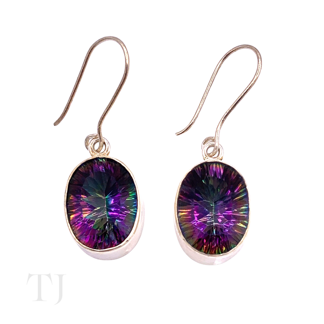 Mystic Topaz Oval Earrings in Sterling Silver