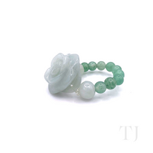 Загрузить изображение в средство просмотра галереи, Burmese Jade Rose curved with beads ring
