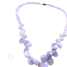 Load image into Gallery viewer, Blue Lace Agate Necklace with Swarovski Pendant in silver
