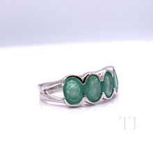 Load image into Gallery viewer, Emerald Five Oval Ring in Sterling Silver
