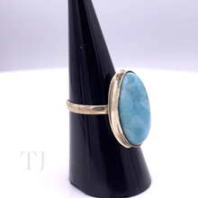 Load image into Gallery viewer, Larimar Oval Ring in Sterling Silver
