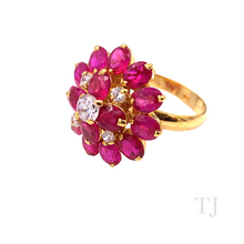 Load image into Gallery viewer, Ruby in Flower Shape Sterling Silver Ring (Gold Coated)
