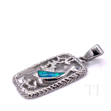 Load image into Gallery viewer, Synthetic Opal in Sterling Silver Dolphin Pendant
