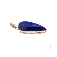 Cargar imagen en el visor de la galería, Lapis Lazuli Reversed Tear Drop Pendant in Sterling Silver
