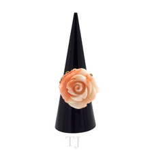 Load image into Gallery viewer, Italian Angel Skin Coral Rose Ring in 14k Gold
