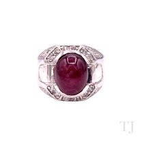 Load image into Gallery viewer, Burmese Ruby Cabochon Ring in Sterling Silver
