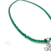 Загрузить изображение в средство просмотра галереи, Green Onyx Necklace with Diamonique Pendant in Sterling Silver
