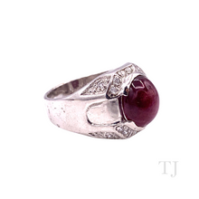 Load image into Gallery viewer, Burmese Ruby Cabochon Ring in Sterling Silver
