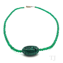 Load image into Gallery viewer, Green Onyx Bead Necklace with Malachite Pendant
