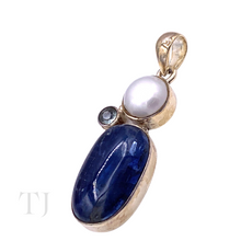 Load image into Gallery viewer, Kyanite with Pearl &amp; Aquamarine Pendant in Sterling Silver
