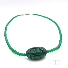 Load image into Gallery viewer, Green Onyx Bead Necklace with Malachite Pendant
