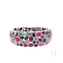 Cargar imagen en el visor de la galería, Multi Gemstones Bangle Bracelet in Sterling Silver
