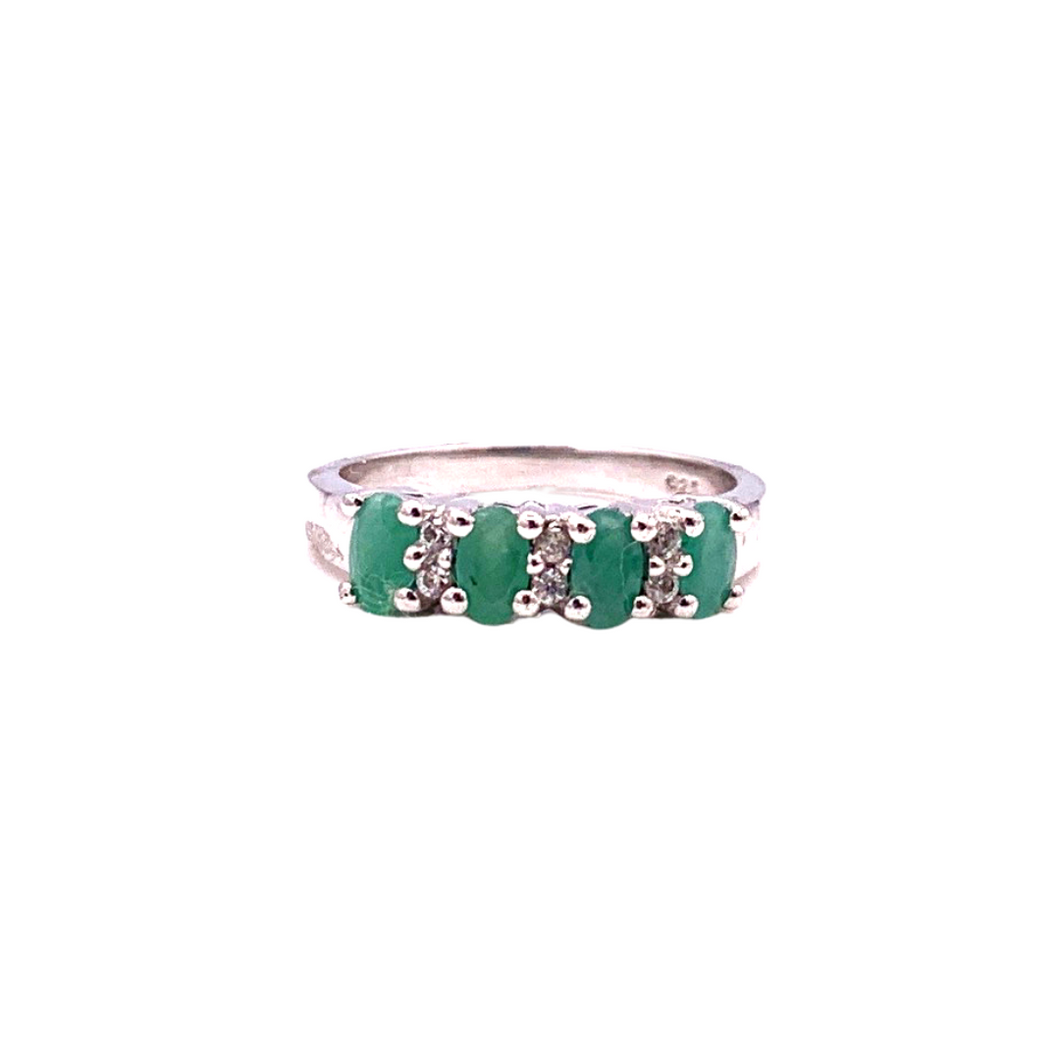 Emerald Quadruple Ring in Sterling Silver