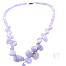 Load image into Gallery viewer, Blue Lace Agate Necklace with Swarovski Pendant in silver
