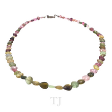 Load image into Gallery viewer, Multi-colored Tourmaline Tear Drop Chip Necklace in 925
